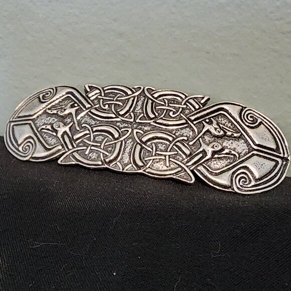 Oberon Design Celtic Peacock Silver Hair Barrette - Picture 11 of 11